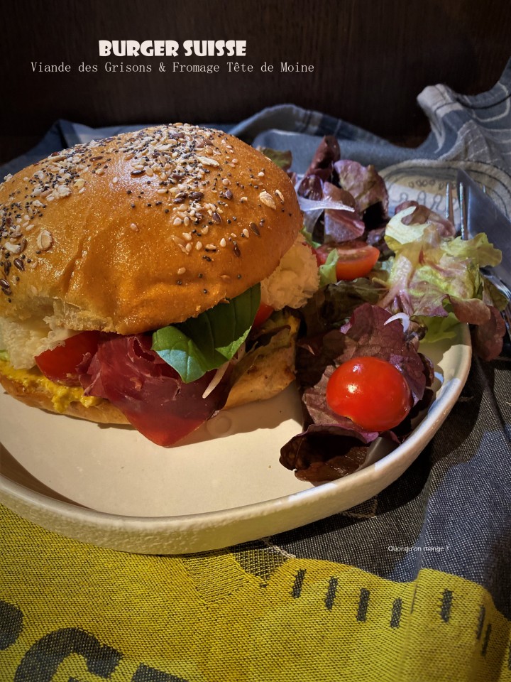Burger Suisse, viande des Grisons et Fromage Tête de Moine