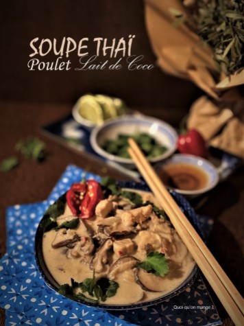 Soupe Thai au poulet et lait de coco